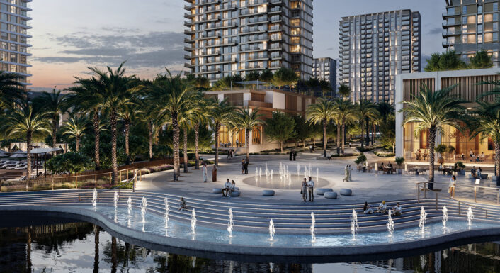Address Residences exterior at Dubai Creek Harbour