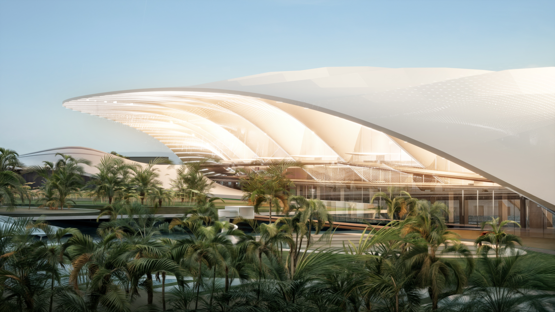 Official rendering of the planned Al Maktoum International Airport passenger terminal