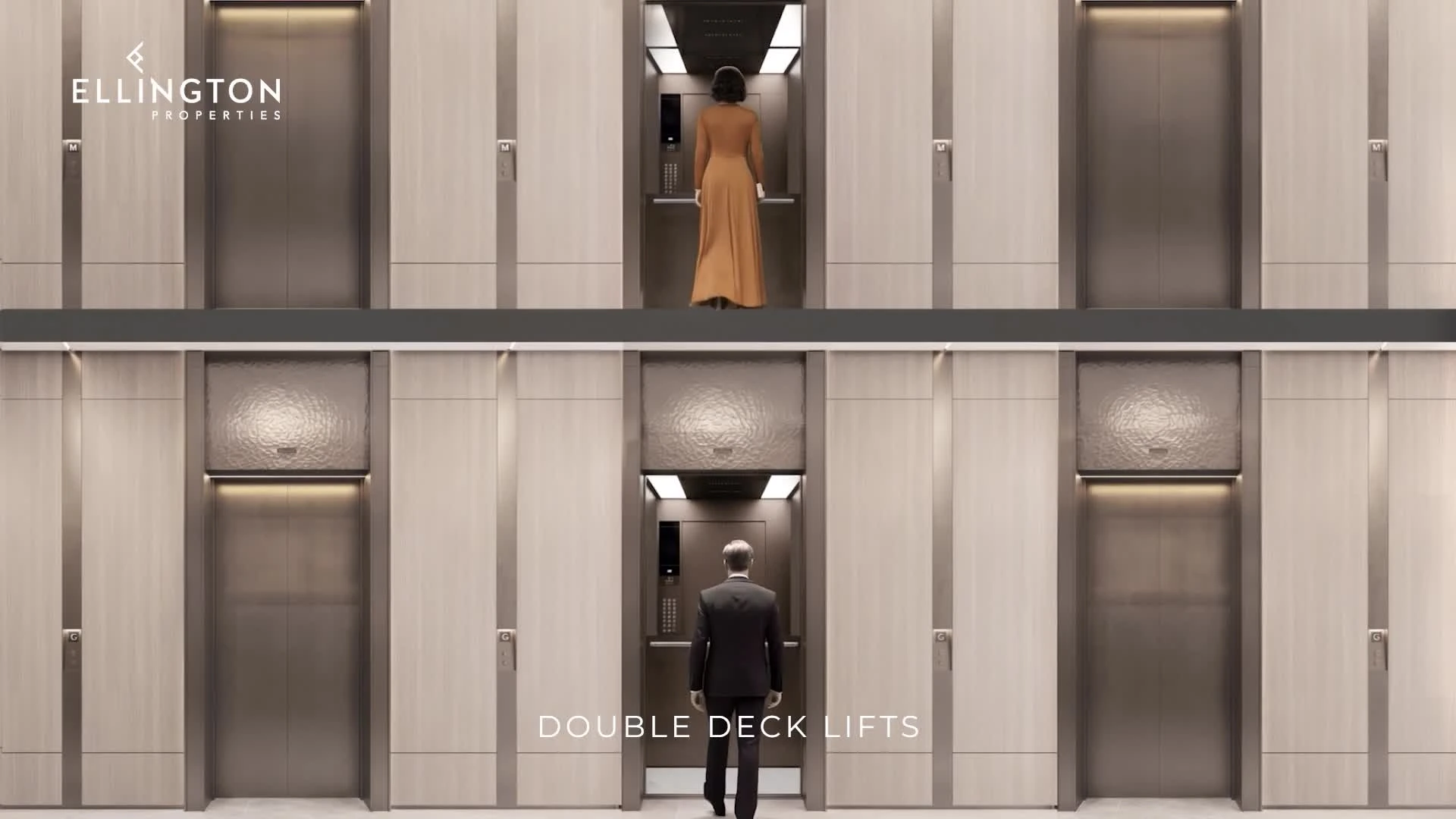 Ellington double-deck lifts, serving two levels together